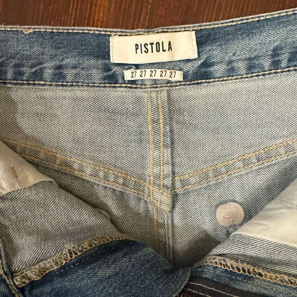 Pistola Nova Relaxed High Rise Cut Off Sante Fey Frayed Size 27 Denim Shorts